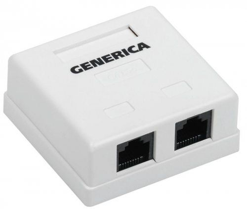 Розетка компьютерная 2-м ОП RJ45 кат.5E UTP GENERICA CS2-1C5EU-22-G CS2-1C5EU-22-G