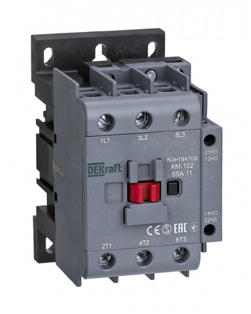Контактор КМ-102 3п 65А кат. 230В AC 1НО+1НЗ AC-3 AC-4 DEKraft 22008DEK 22008DEK