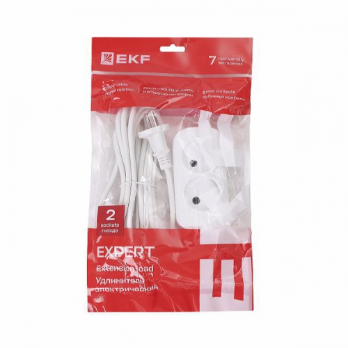 Удлинитель 2х3м без заземл. 10А IP20 Эксперт 2.2кВт ПВС 2х0.75 PROxima EKF UBA10-275-2-03 UBA10-275-2-03