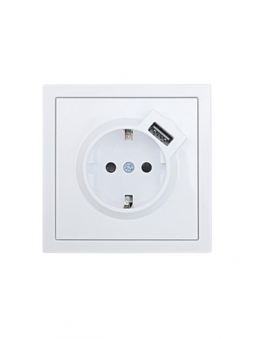 Розетка 1-мест. с/з+USB разъем ZIMA IP20 бел. LEZARD 704-0288-181 704-0288-181
