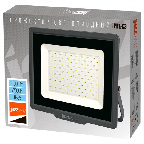 Прожектор светодиодный PFL-C3 100Вт 6500К IP65 закален. прозр. стекло JazzWay 5023628A 5023628A