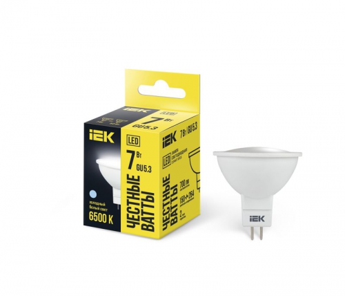 Лампа светодиодная ECO MR16 софит 7Вт 230В 6500К GU5.3 IEK LLE-MR16-7-230-65-GU5 LLE-MR16-7-230-65-GU5