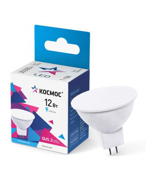 Лампа светодиодная JCDR 12Вт 4500К GU5.3 1070лм 174-265В КОСМОС LkecLED12wJCDRC45 LkecLED12wJCDRC45