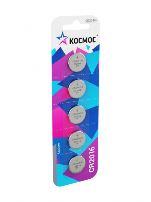 Элемент питания CR2016 5хBL (блист.5шт) Космос KOC20165BL KOC20165BL