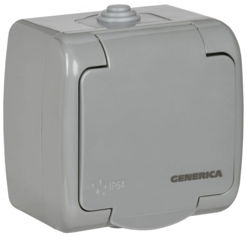 Розетка 1-м ОП AQUATIC 16А IP54 РСш12-2-А с защ. крышкой с заземл. IEK ERA12-K03-16-54 ERA12-K03-16-54