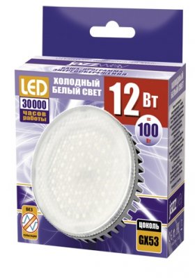 Лампа светодиодная PLED-GX53 12Вт таблетка 5000К мат. холод. бел. GX53 1040лм 230В JazzWay 1029096 1029096