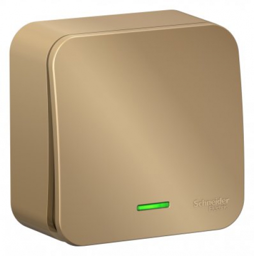 Выключатель 1-кл. ОП Blanca 10А IP20 (сх. 1) 250В с подсветкой с изолир. пластиной титан SE BLNVA101114 BLNVA101114