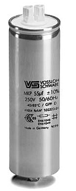Конденсатор Vossloh Schwabe WTB 100 мкФ ±5% 250V d55 l148 M10x16 (Алюм. корпус/Wago/-25С...+70C) 506363