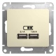 Розетка USB 2-м СП Glossa A+A 5В/2.1А 2х5В/1.05А механизм беж. SchE GSL000233 GSL000233