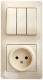 Блок комбинированный Glossa (розетка + 3-кл. выкл.) беж. SE GSL000276 GSL000276