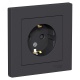 Розетка 1-м СП AtlasDesign 16А IP20 с заземл. защ. шторки в сборе карбон SE ATN001044 ATN001044