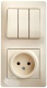 Блок комбинированный Glossa (розетка + 3-кл. выкл.) беж. SE GSL000276 GSL000276