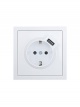 Розетка 1-мест. с/з+USB разъем ZIMA IP20 бел. LEZARD 704-0288-181 704-0288-181