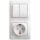 Блок комбинированный Glossa (розетка защ. шторки с заземл.+ 2-кл. выкл.) бел. SE GSL000174 GSL000174