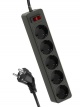 Удлинитель с сетевым фильтром 5х3м с заземл. 10А IP20 2.2кВт ПВС 3х0.75 с выкл. с индикатором сети черн. КОСМОС FKsm3m-5g(B) FKsm3m-5g(B)
