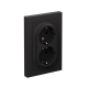 Розетка 2-м Atlas Design с заземл. защ. шторки 16А в сборе карбон SchE ATN001026 ATN001026