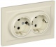 Розетка 2-м СП BRITE РСш12-3-БрКр 16А в сборе с заземл. защ. шторки беж. IEK BR-R24-16-K10-F BR-R24-16-K10-F