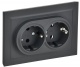 Розетка 2-м СП BRITE РС12-3-БрГ 16А в сборе с заземл. без защ. шторок графит IEK BR-R21-16-K53-F BR-R21-16-K53-F
