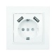 Розетка 1-м СП Минск 16А IP20 с заземл. защ. шторки с 2-мя заряд. устройствами USB 2.1А бел. EKF ERR16-028-100-2USB ERR16-028-100-2USB