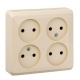Розетка 4-м ОП Этюд 16А IP20 250В без с заземл. без защ. шторок крем. SE PA16-205K PA16-205K