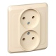 Розетка 2-м СП Этюд 16А IP20 250В без заземл. без защ. шторок крем. SE PC16-005K PC16-005K