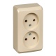 Розетка 2-м ОП Этюд 16А IP20 250В без заземл. без защ. шторок крем. SE PA16-005K PA16-005K