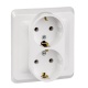 Розетка 2-м СП Этюд 16А IP20 250В с заземл. без защ. шторок бел. SE PC16-007B PC16-007B