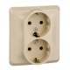 Розетка 2-м СП Этюд 16А IP20 250В с заземл. без защ. шторок крем. SE PC16-007K PC16-007K