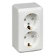 Розетка 2-м ОП Этюд 16А IP20 250В с заземл. защ. шторки бел. SE PA16-008B PA16-008B