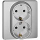 Розетка Inspiria 16А 250В 2х2P+E немецк. стандарт алюм. Leg 673752 673752