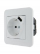Механизм розетки 1-м СП Karina 16А с заземл. + USB разъем бел. LEZARD 707-0288-181 707-0288-181
