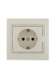 Розетка 1-м СП Mira 16А IP20 с заземл. со вставкой керамика крем. LEZARD 701-0303-122 701-0303-122