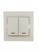 Выключатель 2-кл. СП Mira 10А IP20 с подсветкой со вставкой крем. LEZARD 701-0303-112 701-0303-112