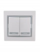Выключатель 2-кл. СП Mira 10А IP20 с сер. вставкой бел. LEZARD 701-0215-101 701-0215-101