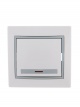 Выключатель 1-кл. СП Mira 10А IP20 с подсветкой с сер. вставкой бел. LEZARD 701-0215-111 701-0215-111