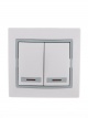 Выключатель 2-кл. СП Mira 10А IP20 с подсветкой с сер. вставкой бел. LEZARD 701-0215-112 701-0215-112