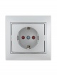 Розетка 1-м СП Mira 16А IP20 с заземл. защ. шторки со вставкой керамика сер. метал. LEZARD 701-1010-124 701-1010-124