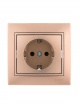 Розетка 1-м СП Mira 16А IP20 с заземл. со вставкой керамика свет. корич. перламутр. LEZARD 701-3131-122 701-3131-122