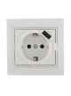 Розетка 1-м СП Mira 16А с заземл. + USB разъем бел. LEZARD 701-0202-181 701-0202-181