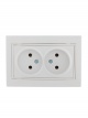 Розетка 2-м СП Mira 16А IP20 без заземл. с бел. вставкой керамика бел. LEZARD 701-0202-128 701-0202-128