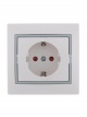 Розетка 1-м СП Mira 16А IP20 с заземл. защ. шторки с сер. вставкой керамика бел. LEZARD 701-0215-124 701-0215-124