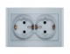 Розетка 2-м СП Бриллиант 16А IP20 с заземл. защ. шторки серебр. UNIVersal 7949797 7949797