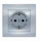 Розетка 1-м СП Бриллиант 16А IP20 с заземл. защ. шторки серебр. UNIVersal 7949889 7949889