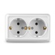 Розетка 2-м ОП Олимп 16А IP20 с заземл. бел. UNIVersal О0128 О0128