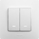 Выключатель 2-кл. СП Etika 10А IP20 250В 10AX с подсветкой/индикацией безвинт. зажимы механизм бел. Leg 672204 672204