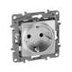 Розетка 1-м СП Etika 16А IP31 250В 2P+E с заземл. защ. шторки немецк. стандарт винт. клеммы механизм алюм. Leg 672422 672422