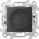 Розетка 1-м СП Simon24 Push&Go 16А IP20 2P+E без защ. шторок механизм графит Simon 2420434-038 2420434-038