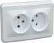Розетка 2-м СП Вега РС12-2-ВБ без заземл. контакта без защ. штор 10А бел. IEK ERV20-K01-10-DM ERV20-K01-10-DM