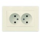 Розетка 2-м СП Афина 16А IP20 без заземл. в сборе сл. кость (ivory) Universal A0102-I A0102-I