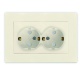 Розетка 2-м СП Афина 16А IP20 с заземл. защ. шторки в сборе сл. кость (ivory) Universal A0050-I A0050-I